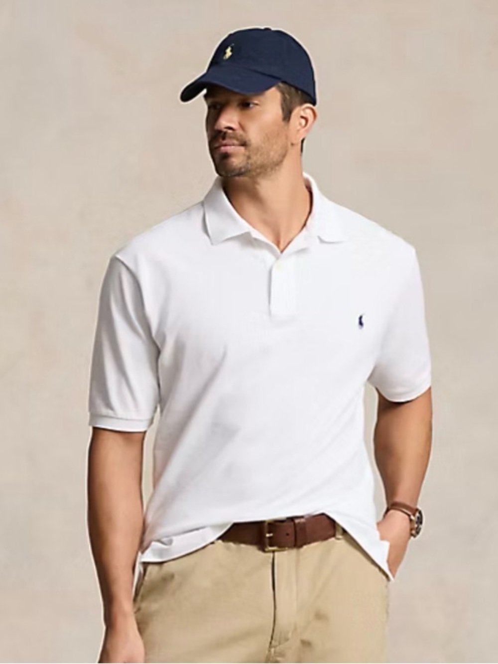 Ralph Lauren White Polo Shirt with Navy Pony